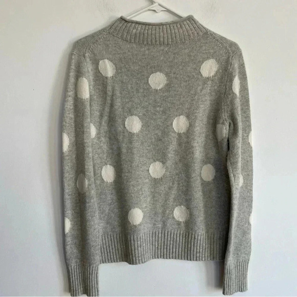 J. Crew Always Merino Wool Polka Dot Sweater Crewneck Gray White Long Sleeve - Picture 4 of 11